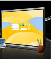 MAXHUB U3 series display with a whiteboard toolbar on screen, beside a stack of books and a pot of pencils